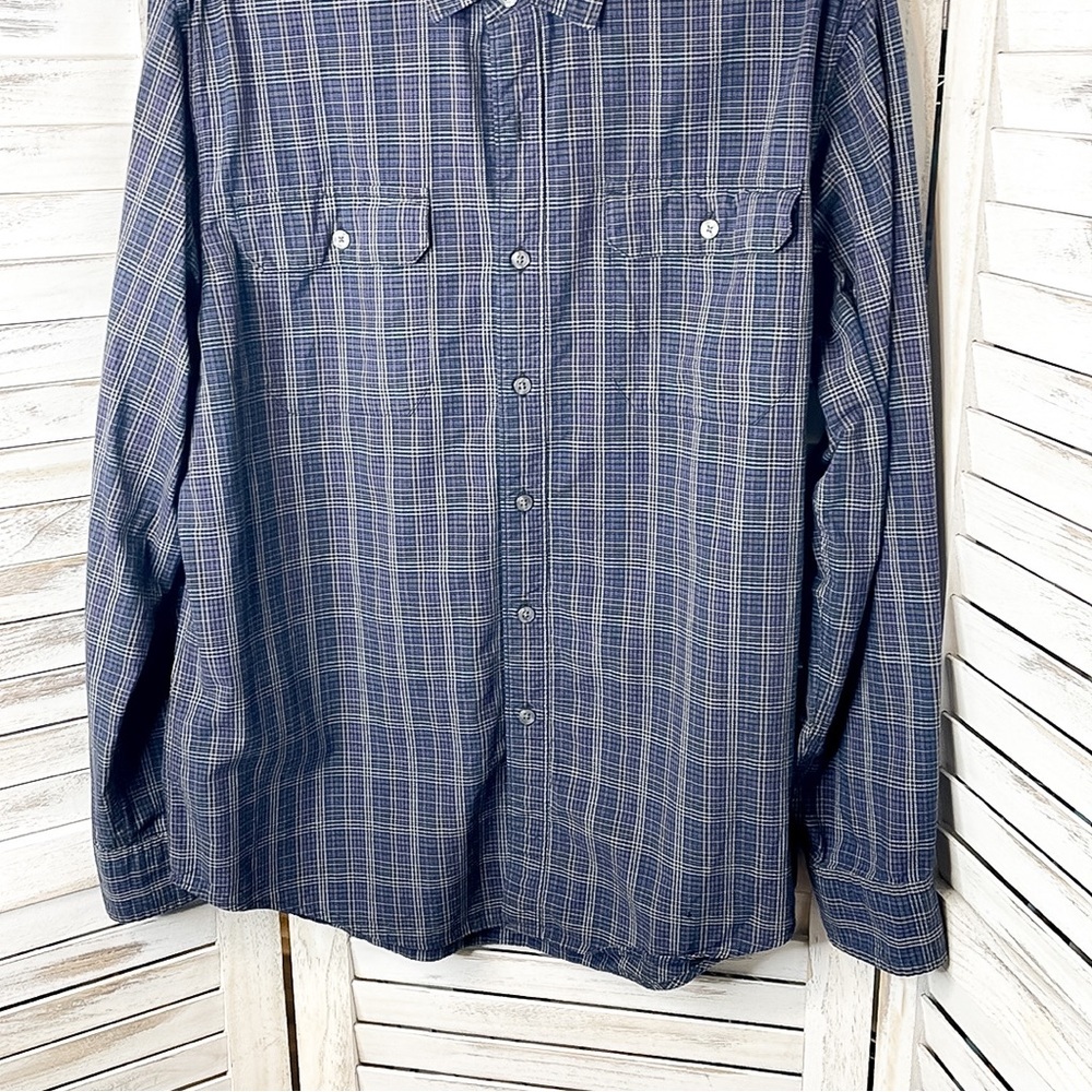 APT. 9 | Men’s 100% Cotton Blue Plaid Button Down Long Sleeve Shirt - Picture 5 of 7